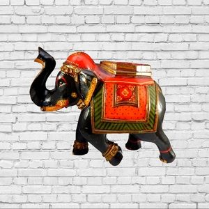 Bohemian Elephant Figurine Statue Boho Vintage